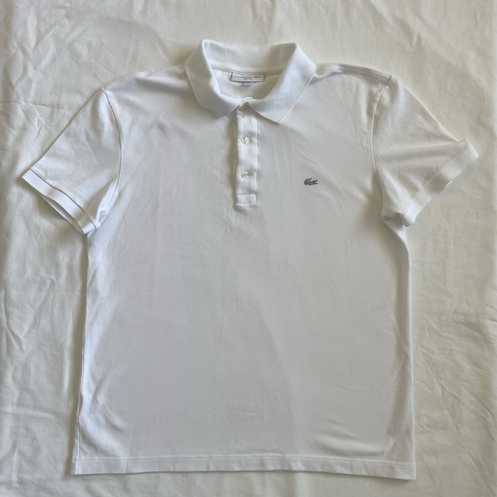 Men’s White Lacoste Slim Fit Polo size L